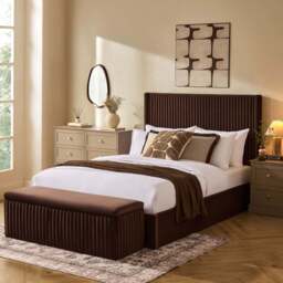 DUSK Melrose Ottoman Storage Bed - Cappuccino - Double - thumbnail 2