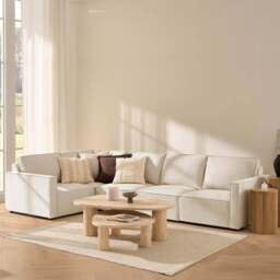 DUSK Brooklyn Slim Arm Left Hand Large L-Shape - Chenille Ivory - thumbnail 1