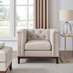 DUSK Chesterfield Armchair - Stone - thumbnail 3