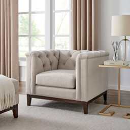 DUSK Chesterfield Armchair - Stone - thumbnail 1