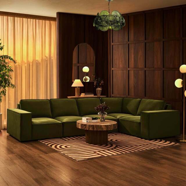 DUSK Brooklyn Large Right Hand L-Shape Sofa  - Muted Moss - image 1