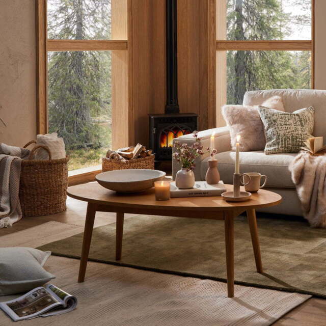 DUSK Heidi Solid Oak Oval Coffee Table - Light Wood - image 1