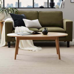 DUSK Heidi Solid Oak Oval Coffee Table - Light Wood - thumbnail 2