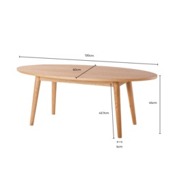 DUSK Heidi Solid Oak Oval Coffee Table - Light Wood - thumbnail 8