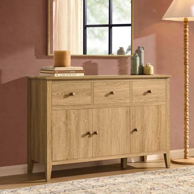 DUSK Nell 3 Door Sideboard with Drawers - Light Wood - image 1
