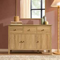 DUSK Nell 3 Door Sideboard with Drawers - Light Wood - thumbnail 2