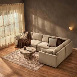 DUSK Miami Right Hand Large L-Shape Sofa - Chenille Oatmeal - thumbnail 3
