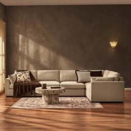 DUSK Miami Right Hand Large L-Shape Sofa - Chenille Oatmeal - thumbnail 1