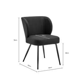 DUSK Mabel Set of 2 Dining Chairs - Linen Look - Black - thumbnail 8