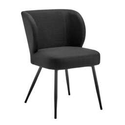 DUSK Mabel Set of 2 Dining Chairs - Linen Look - Black - thumbnail 3