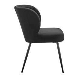 DUSK Mabel Set of 2 Dining Chairs - Linen Look - Black - thumbnail 4