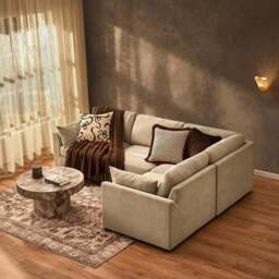 DUSK Miami Right Hand Small L-Shape Sofa - Chenille Oatmeal - thumbnail 3