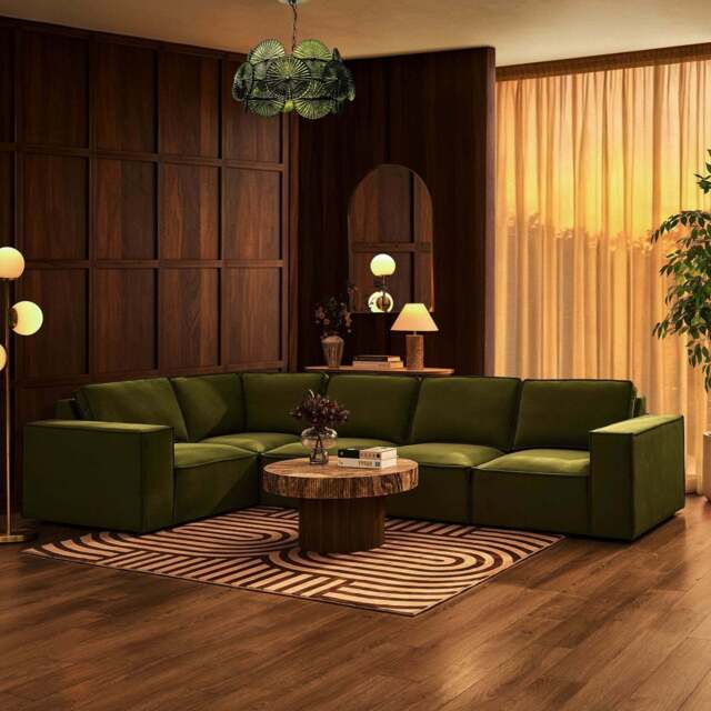 DUSK Brooklyn Large Left Hand L-Shape Sofa - Muted Moss - image 1