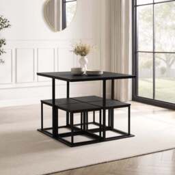 DUSK Polly Space Saving Dining Table and Chairs - Black - thumbnail 2