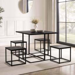 DUSK Polly Space Saving Dining Table and Chairs - Black
