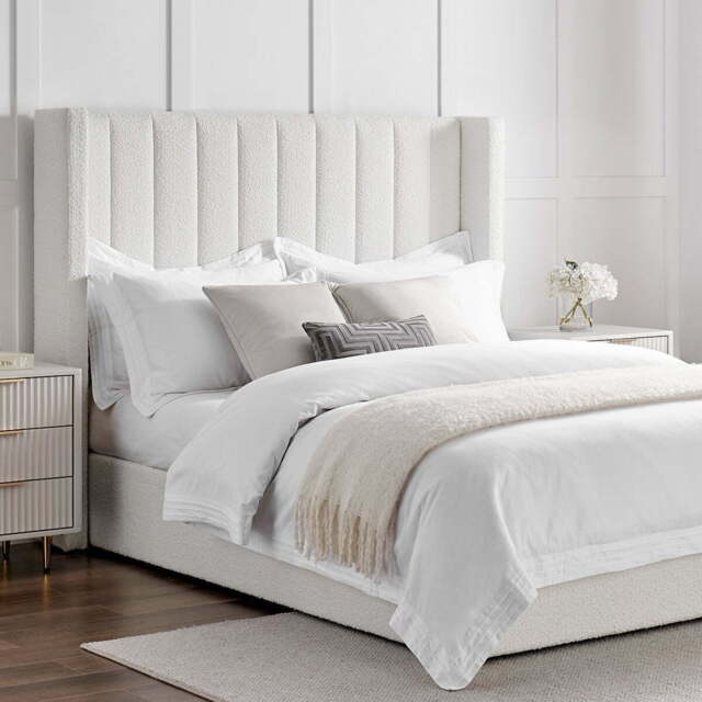 DUSK Madison Bouclé Ottoman Storage Bed - Off White - Super King - image 1