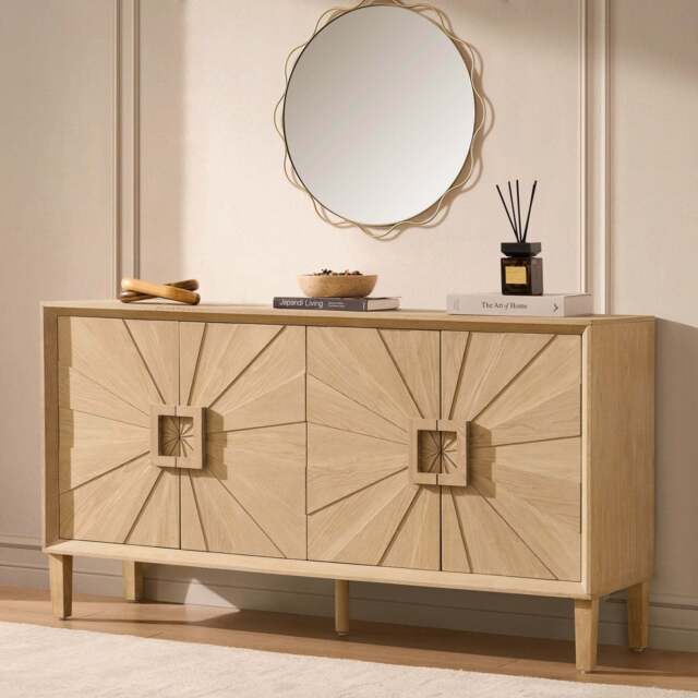 DUSK Amaya Ash 4 Door Sideboard - Light Wood - image 1