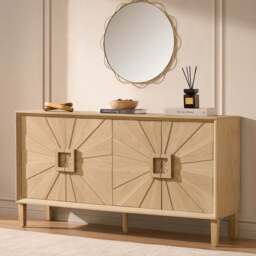 DUSK Amaya Ash 4 Door Sideboard - Light Wood