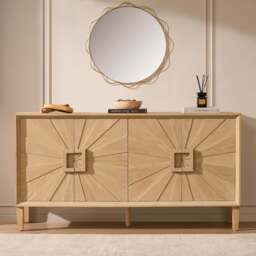 DUSK Amaya Ash 4 Door Sideboard - Light Wood - thumbnail 2