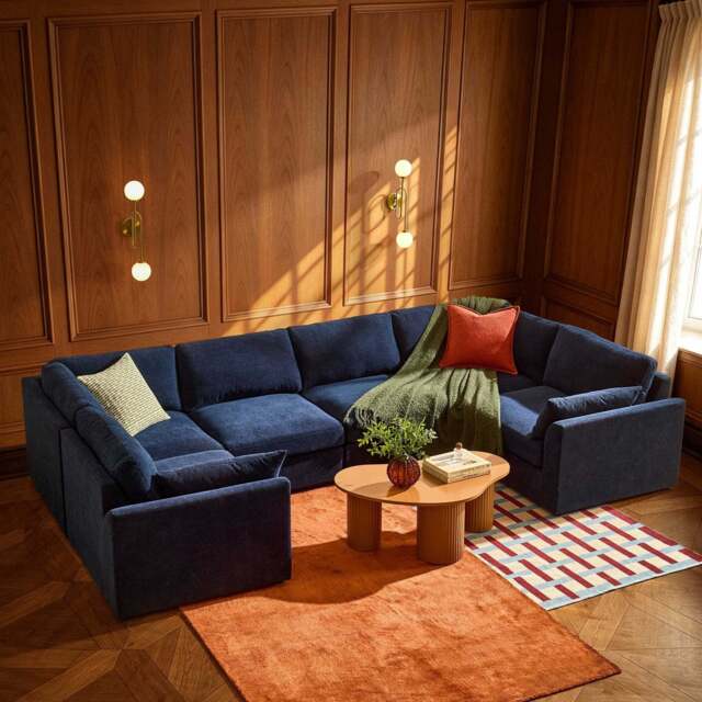 DUSK Miami U Shape Sofa - Chenille Navy - image 1
