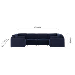 DUSK Miami U Shape Sofa - Chenille Navy - thumbnail 8