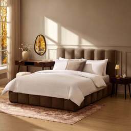 DUSK Cheshire Ottoman Storage Bed - Chenille Mushroom - Double