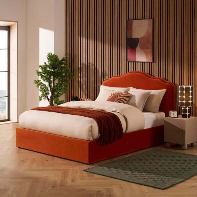 DUSK Wiltshire Ottoman Storage Bed - Bright Orange - Double - image 1