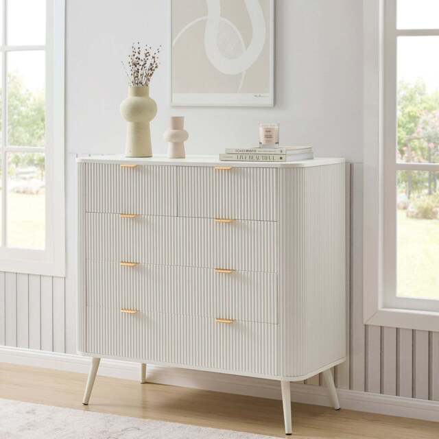 DUSK Hattie 5 Drawer Chest - Warm White - image 1