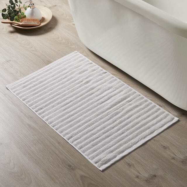 DUSK Monaco Ribbed Cotton Bath Mat - Light Grey - Small - image 1