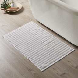 DUSK Monaco Ribbed Cotton Bath Mat - Light Grey - Small - thumbnail 1
