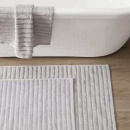 DUSK Monaco Ribbed Cotton Bath Mat - Light Grey - Small - thumbnail 3