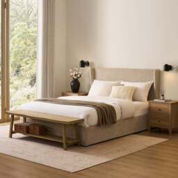 DUSK Berkeley Ottoman Storage Bed - Textured Oatmeal - King Size - thumbnail 3