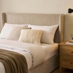 DUSK Berkeley Ottoman Storage Bed - Textured Oatmeal - King Size - thumbnail 2