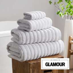 DUSK Monaco Plush Ribbed Cotton Towel Collection - Light Grey - Face Cloth - thumbnail 3