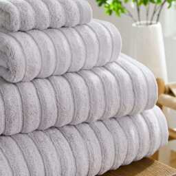 DUSK Monaco Plush Ribbed Cotton Towel Collection - Light Grey - Face Cloth - thumbnail 2