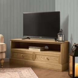 "DUSK Ruby Corner TV Unit for TVs up to 55""- Light Wood" - thumbnail 2
