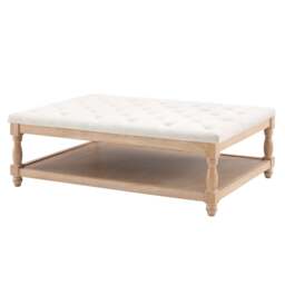DUSK Knaresborough Button Back Coffee Table Pouffe - Cream Linen - thumbnail 3