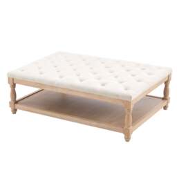 DUSK Knaresborough Button Back Coffee Table Pouffe - Cream Linen - thumbnail 4