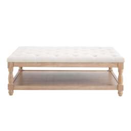 DUSK Knaresborough Button Back Coffee Table Pouffe - Cream Linen - thumbnail 2