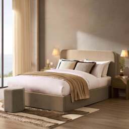 DUSK Ascot Ottoman Storage Bed - Oatmeal - King Size - thumbnail 2
