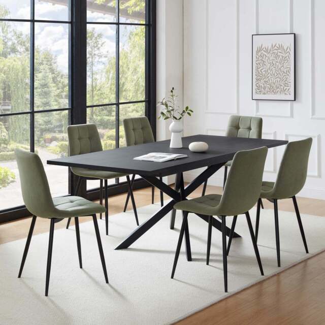 DUSK Brooke Rectangle Extendable 6-8 Seater Dining Table - Black - image 1