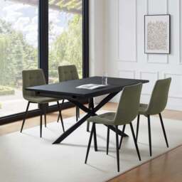 DUSK Brooke Rectangle Extendable 6-8 Seater Dining Table - Black - thumbnail 2