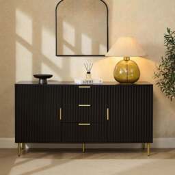 DUSK Evie 2 Door Storage Unit with Drawers - Black - thumbnail 2