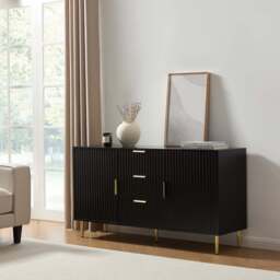 DUSK Evie 2 Door Storage Unit with Drawers - Black - thumbnail 1