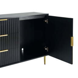 DUSK Evie 2 Door Storage Unit with Drawers - Black - thumbnail 4