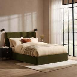 DUSK Oslo Ottoman Storage Bed - Chenille Olive - Small Double - thumbnail 3