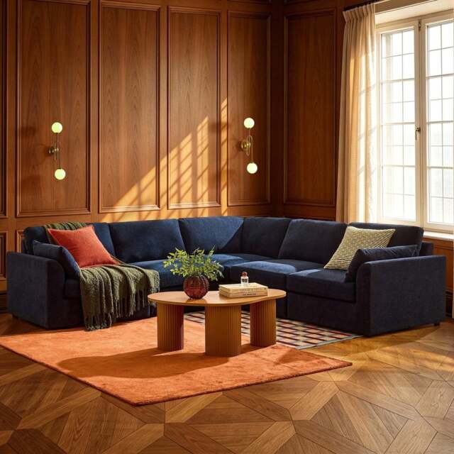 DUSK Miami Right Hand Corner Sofa - Chenille Navy - image 1