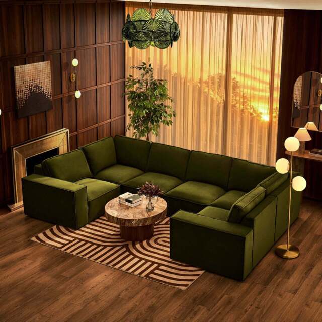 DUSK Brooklyn U-Shape Sofa - Muted Moss - image 1