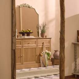 DUSK Ruby 3 Door Storage Unit with Drawers - Light Wood - thumbnail 3