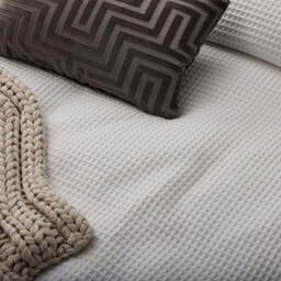 DUSK Portofino Waffle 100% Cotton Pair of Pillowcases 200 Thread Count - White - thumbnail 8